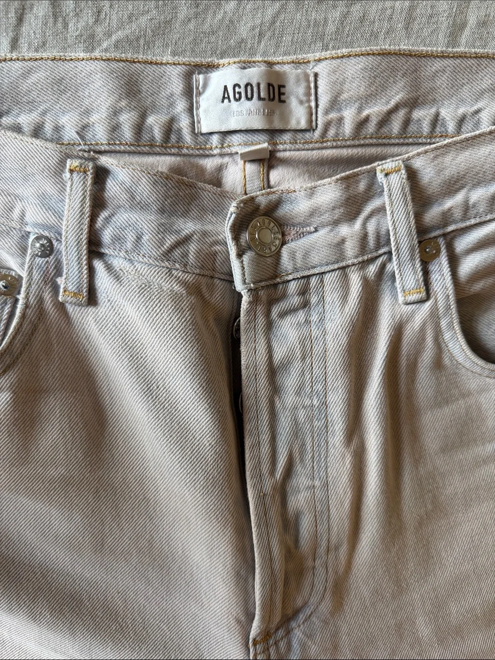 Women's Agolde High-Rise Wide-Leg Jeans in Light Beige